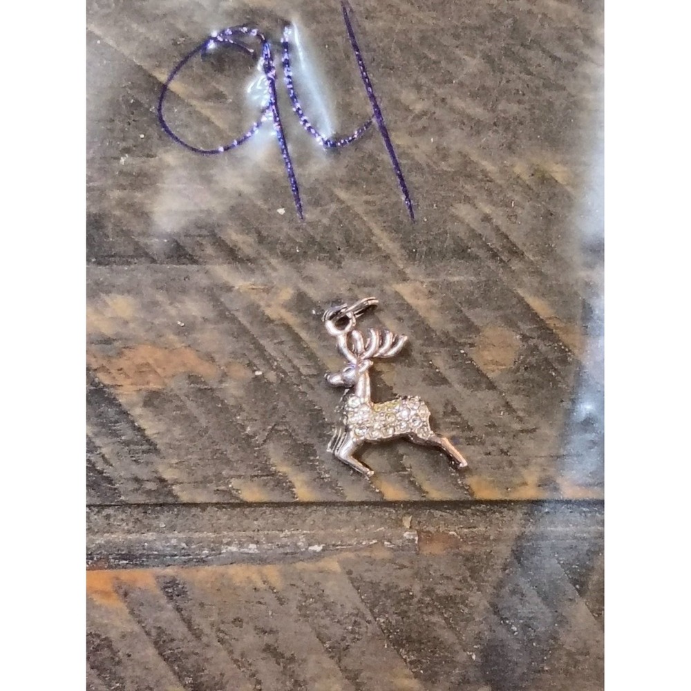 Reindeer Charm Pendant Silver 925 Pave Rhinestone Christmas Holiday Jewelry